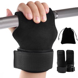 SneiDr 1 Pair Power Lifting Straps Strength Training Leather with Top Reinforced Grip Area Non-Slip Breathable Adjustable Wrist Strap Gym Gloves Lifting Aid for Deadlifts Men Women