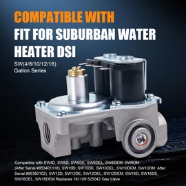161109 Gas Valve Fit for Suburban RV Water Heater SW Series SW4D SW6D SW6DE SW6DEL SW10D SW12D SW16D Camper Parts, 4‑16 Gallon Gas Control Valve Parts, Replaces 525042