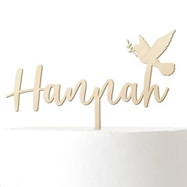 Personalisierter Cake Topper Taube: Tortenstecker mit Name f√ºr Taufe, Kommunion, Konfirmation, Firmung (Birke)