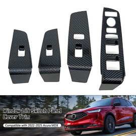 SIIMOO Carbon Fiber Style Window Lift Switch Panel Cover Trim Fit for Acura MDX 2022 2023 2024 2025 Window Switch Panel Push Button Black