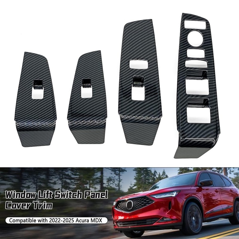 SIIMOO Carbon Fiber Style Window Lift Switch Panel Cover Trim