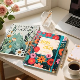 MIAOKE B5 Large 2025-2026 Planner, 23.4 x 19.4CM Daily, Weekly and Monthly Academic Planner, July 2025 - June 2026, Spiral Bound Hardcover Calendar, with Tabs, Notes Pages, Inner Pockets