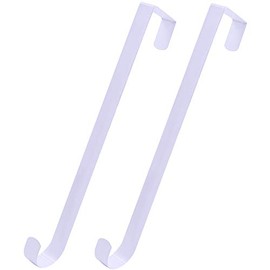 HiGift 2 Pack White Wreath Hanger for Front Door, Long Metal Over The Door Hook for Christmas and Party Wreath Making Decoration, Hanging Clothing, Towels, Wreaths, Bags, 15"