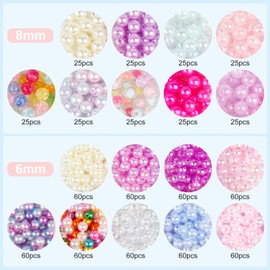 Liangding 910 Stück Perlen Set für Auffädeln, 6/8mm Bunt Pearls Armbänder Selber Machen, Bastelset Kinder Perlen Pastell mit Liebe und Einhorn Anhänger, DIY Bracelet Geschenke Mädchen