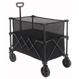 Hombetta Folding Wagon Cart Foldable with Wheels, Adjustable Double Decker 150L-300L Capacity, All-Terrain Wheels & Brake, 450LBS Heavy Duty Collapsible Wagon for Beach, Camping, Outdoor