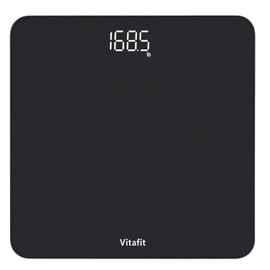 Vitafit Digital Bathroom Scale for Body Weight, Weighing Professional Since 2001, Clear LED Display and Step-On, 3*AAA Batteries Included, 400lb/182kg, Spray Silver Black