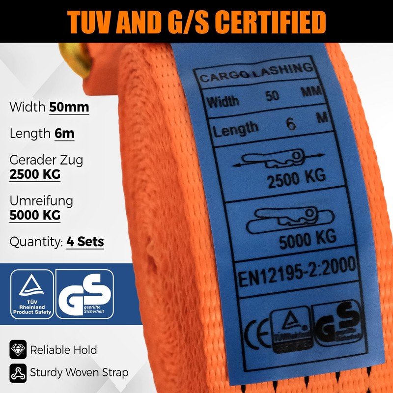 4 Pack-2" x20' Ratchet Straps, Double J Hook Heavy Duty