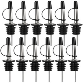 12/24/48/100 Pack Liquor Pour Spout, Stainless Steel Classic Bottle Pourers with Rubber Dust Cap, Speed Wine Bottle Pourer for Liquor Bottle, Oil Bottles