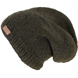 GURU SHOP Beanie Mütze, Strickmütze, Nepalmütze, Wintermütze, Herren/Damen, Olivegrün, Wolle, Size:One Size
