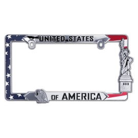 Elektroplate Patriotic United States of America Chrome-Plated All-Metal Premium Custom Molded 3D License Plate Frame Tag Holder for Cars/SUVs/Trucks Weather-Proof Automotive Accessory
