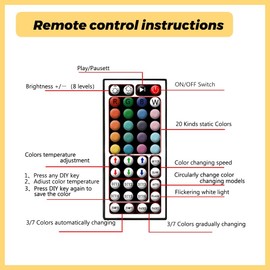 Arotelicht LED Controller for Light Strip, RGB with 44 Key IR Remote Control, Remote Controller for SMD 5050 2835 RGB LED Strip Lights(12V - 24V), 4 Pin LED Strip Controller