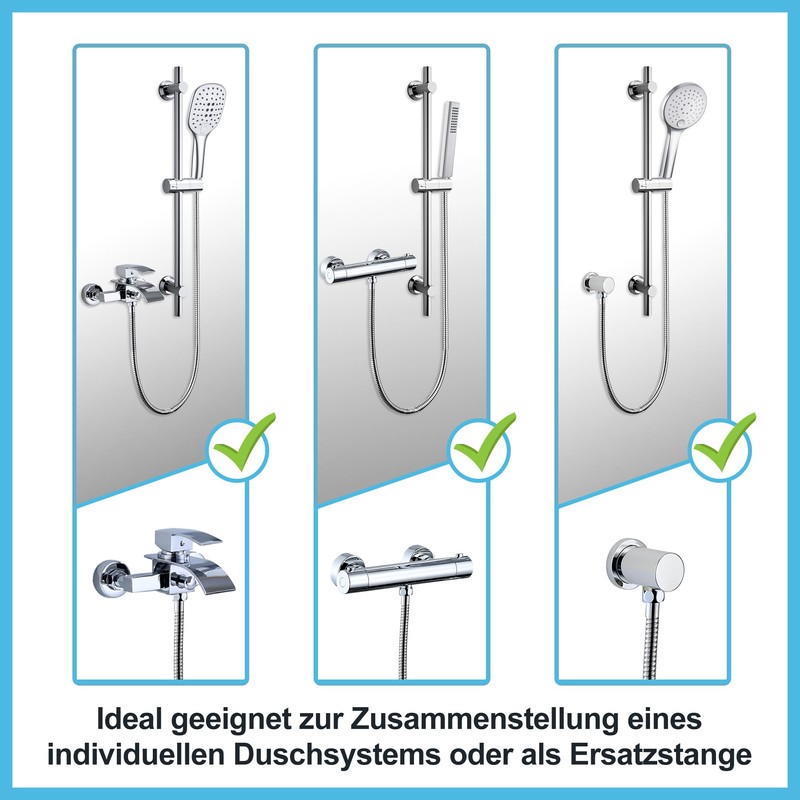 Görbach Stainless Steel Shower Wall Rail with Variable Fixings -