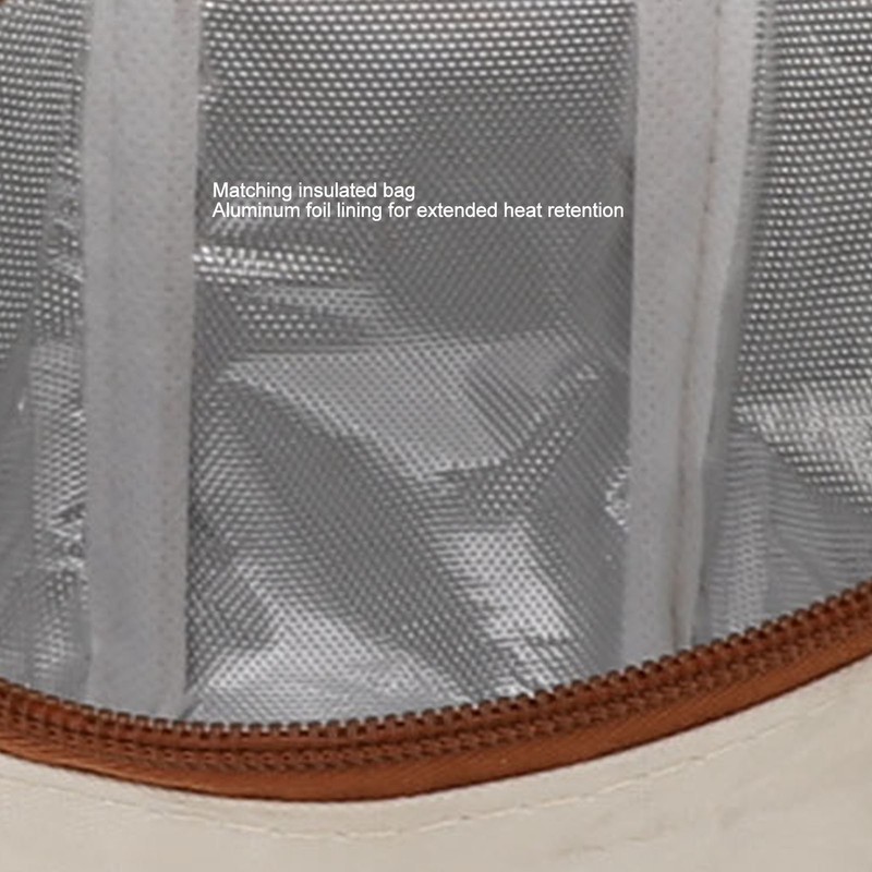 Insulated Food Container Beige 316 Stainless Steel Round Sealed Leak