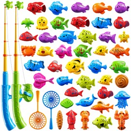 Magnetic Fishing Toy for Kids 3-5, Magnetic Fishing Game for Kids Ages 4-8, Water Table Toys with Fishing Rod Set, Outdoor Plastic Floating Fish, Kids Bath Pool Fishing Water Toys for Baby Boys Girls