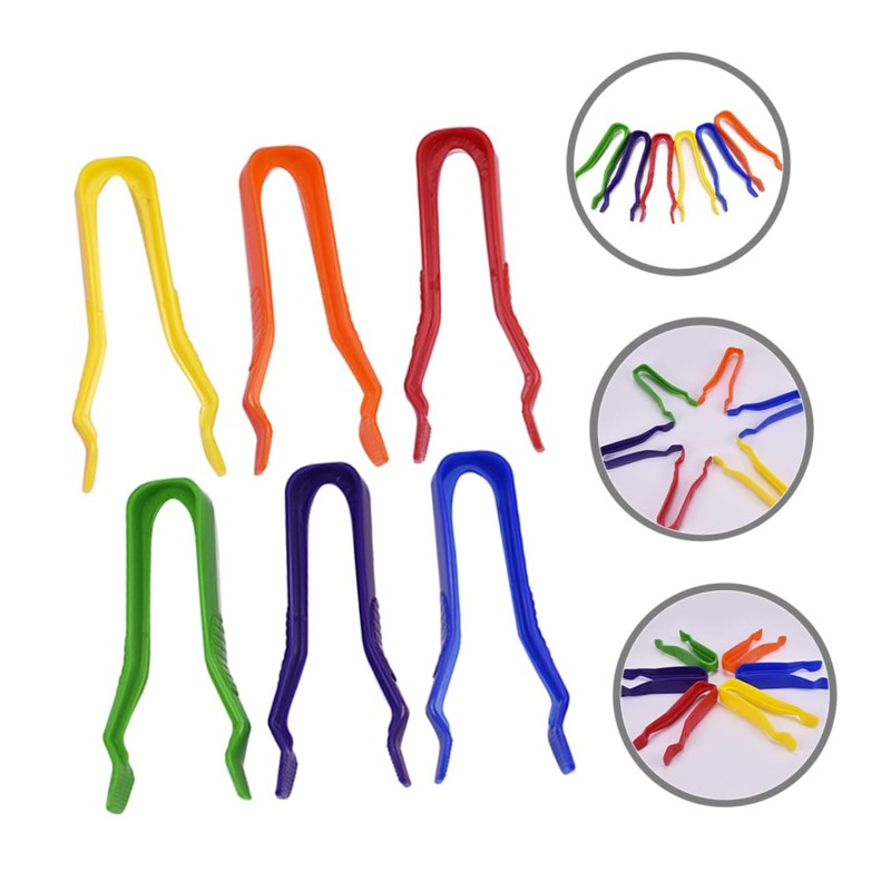 KOMBIUDA Safe Plastic Tweezers 6pcs Bead Tweezers for DIY Craft