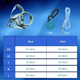 Zequech Blue Pet Leash, Breathable Mesh, Thickened Padded Vest with Aluminium Alloy Safety Buckle, Night Reflection, Small and Medium (XS, Chest 34~40 cm)