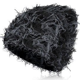 Chuarry Distressed Knitted Beanie Fuzzy Winter Hats Thick Warm Y2k Beanie Snow Knit Cap Skull for Women Men(Black and Gray,Regular Style)