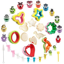 Juego de 30 cortadores y selladores de sándwiches divertidos cortadores de forma de alimentos para niños, almuerzo, frutas, verduras, cortadores de galletas, púas de alimentos para niños, almuerzo,