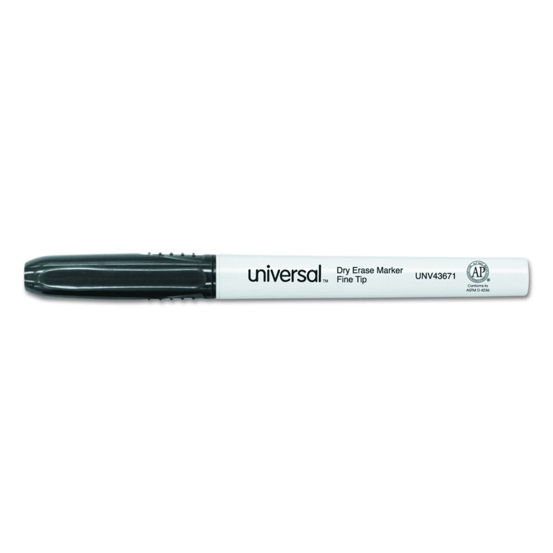 Universal 43671 Pen Style Dry Erase Marker, Fine/Bullet Tip, Black
