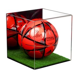 Better Display Cases (A007-MTB Full Size Soccer Ball Display Case with Mirror and Turf Floor