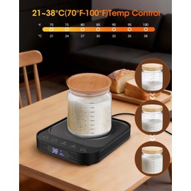 Sourdough Starter Warmer Mat - 24H Timer - Precise 1°C Thermostat Control (21-38°C) - Smart Memory Warming On/Off - Fits Jars Up to 40oz - Perfect for Home Baking