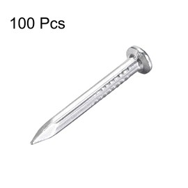 sourcing map Hardware Nails Carbon Steel Point Tip Wall Cement Nail 25mm(1") 2.4mm Rod Dia 100pcs
