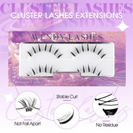 Lash Clusters 2 Pairs Wispy False Eyelashes Natural Individual Lashes Soft Fluffy Faux Mink Lashes Volume DIY Eyelash Extension at Home(YXM1)