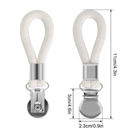 Cleminsta Towel Clips, Pack of 5 Hanging Towel Clips Made of Metal with Cotton Rope, Towel Holder for Kitchen, Bathroom, Cupboards, Beach Towels, Towels, for Home & Travel (White)