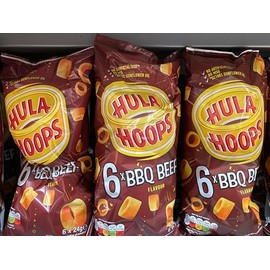 Generic Hula hoops bbq beef flavour crips 6 x 24g packs of 4