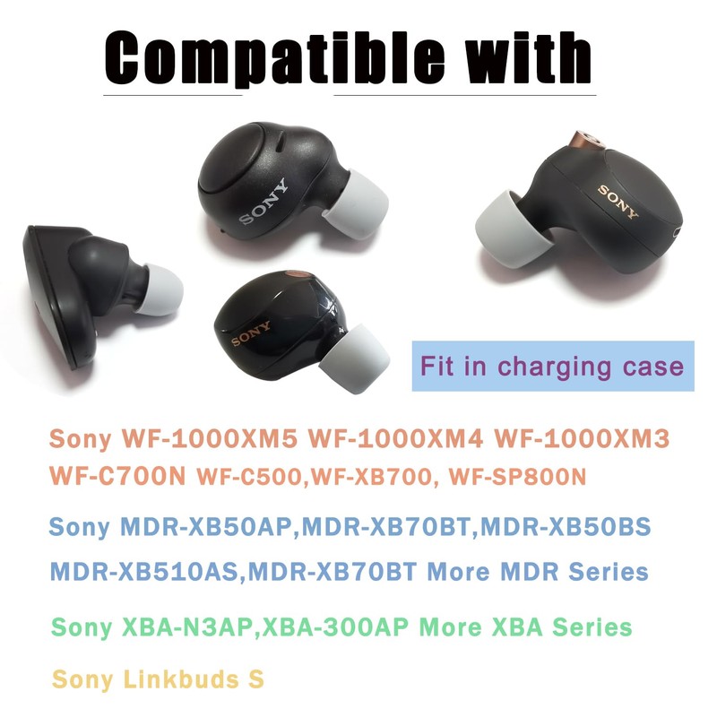 Luckvan Soft Silicone Ear Tips for Sony WF-1000XM5/WF-1000XM4 Replacement Tips