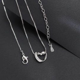 Yifnny Open Heart Necklace,Tiny Cute Heart Pendant Necklace Cubic Zirconia Heart Necklace Open Heart Pendant Chain Necklace for Women Mother's Day Gifts (Style 1 Silver)