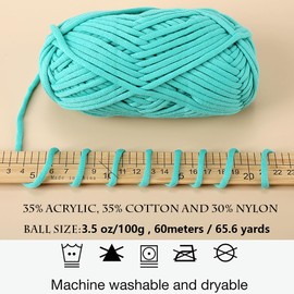 100g Yarn for Crocheting,Soft Yarn,Crochet Yarn,Nylon Cotton Acrylic Blend Yarn,Knitting Yarn for Dolls,Basket,Bags,Hats,Blankets(Teal Blue)