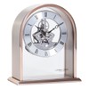 London Clock Arch Top Skeleton Mantel Clock, Rose Gold Case