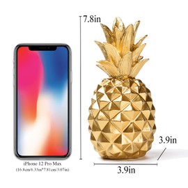 BRABUD Resin Pineapple Statue Gold Modern Simple Style Art Sculpture Living Room Bedroom Office Desktop Porch Piano Desktop Decoration 7.8''(H) TQGJBS99