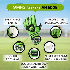 MAMBA Goalkeeper Gloves with Fingersave, Palm and Back of the Hand Made of High-Quality Latex, Outstanding Design, Football Gloves for Teenagers/Adults (7)