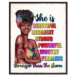 Black women Inspirational Wall Decor - Motivational Wall Art for Black Girl, Woman, Teen - Encouraging positive Quotes Wall Decor - Black Pride Women's Empowerment Affirmations for African Americans