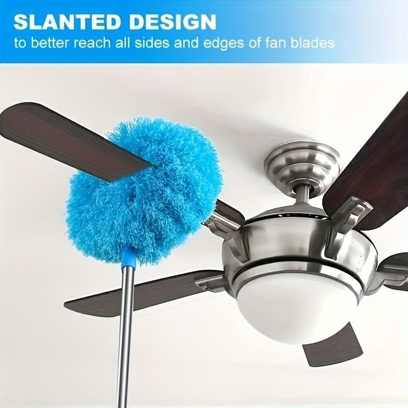 Extendable Microfiber Ceiling Fan Duster - Long Handle, Dust-Locking, Reusable