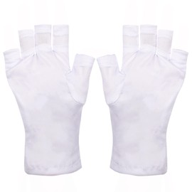 AOVNA 1 Pair Nail Gloves UV Protective Nail Gloves Fingerless Nail Gloves UV Shield Gloves for Nail Art Manicures (White)