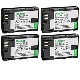 Kastar Battery 4 Pack for LP-E6 LP-E6N, EOS 60D 60Da EOS 70D XC10, EOS 5D Mark II 5D Mark III 5D Mark IV, EOS 5DS 5DS R, EOS 6D 7D Mark II and BG-E14 BG-E13 BG-E11 BG-E9 BG-E7 BG-E6 Grip