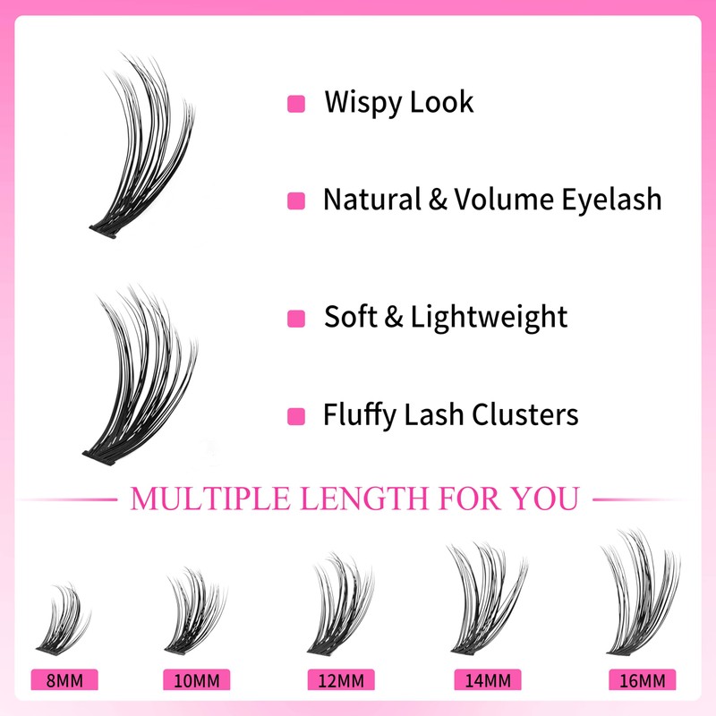 VEYESBEAUTY Lash Clusters Eyelashes Cluster Lashes Extensions One More+ Multi-type