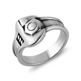 HZMAN Wrench Ring for Men Machinist Engineer Stainless Steel Polished Spanner Tool Rings Jewelry Gift (Size,11)