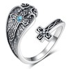 Feijiesi Cross Turquoise Spoon Ring 925 Sterling Silver Cross Thumb