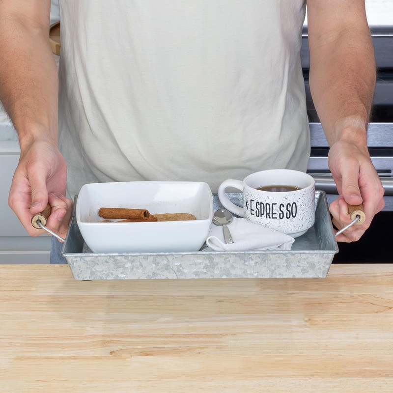AuldHome Design Galvanized Farmhouse Trays (Set of 2, Small &