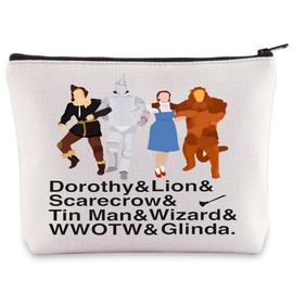 BWWKTOP Wizard Cosmetic Makeup Bag Wizard Fans Gift Lion& Scarecrow Zipper Pouch Bag Scarecrow Merchandise, Dorothy&Lion, Bag