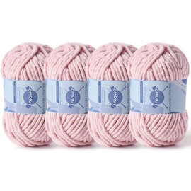 Chunky Chenille Yarn for Crocheting，Baby Yarn for Crocheting Soft Blankets，Bulky Yarns for Crochet Amigurumi，4×100g (4×74.3yds) Fluffy Velvet Yarns for Hand Knitting (4 Pink)