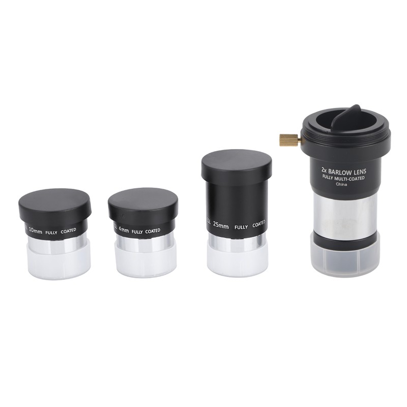 1.25" Plossl Telescope Eyepiece Set 4/10/25mm 2X Barlow Lens Kit