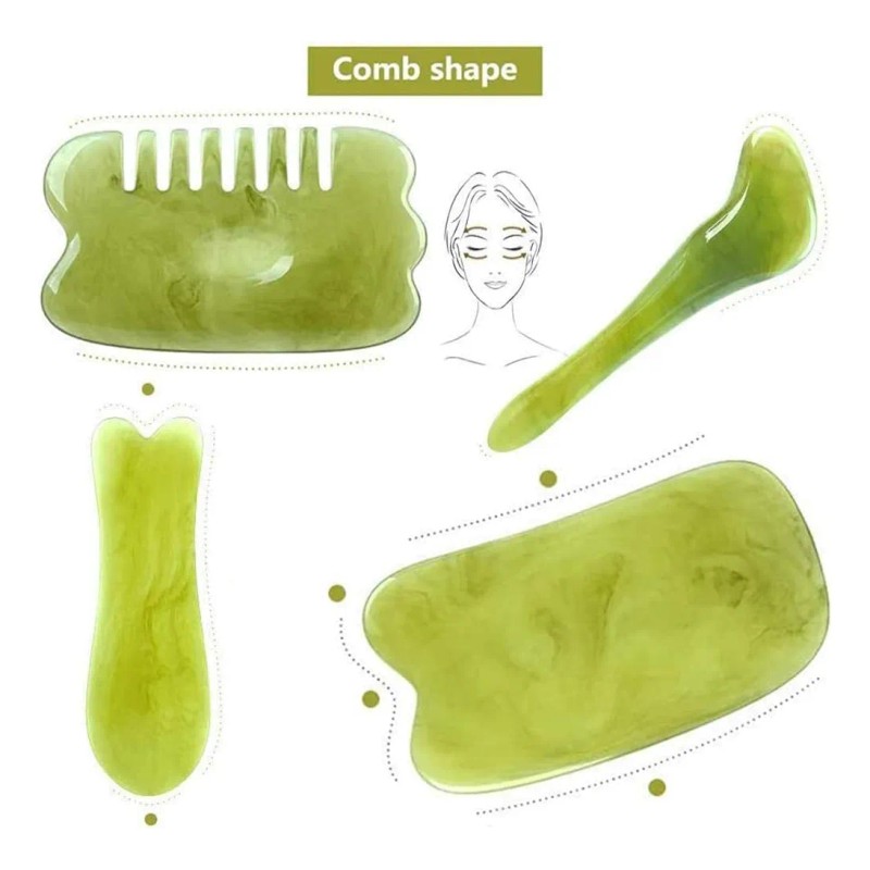 Rodillo Masaje Facial Gua Sha De Jade Antienvejecimiento Kit