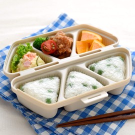 Ernest A-77371 Rice Ball Mold (Onigiri Case) with 2 Inner Lids, Can Also Put Side Dishes (Easy Onigiri Kit & Case, Musbeat), Bento Box, Favorite Brand of Major Restaurants in Beige, Beige