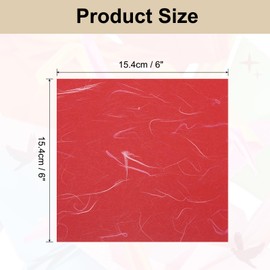 Rebower 20 Sheets Natural Fiber Mulberry Origami Paper 6x6 Inch Visible Folding Washi Paper,[for Junk Journals, Card Making, DIY Craft Writing Painting, Decorative Scrapbook]-Red