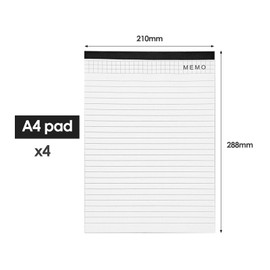 Tearmier 4 Pack A4 Notebook, Lined Post It Notes, Memo Notepad Lined Paper, A4 Paper Pad, Large A4 Journal Notebooks for Writting, Drawing,Math, Sketching(Total 80 Pages)